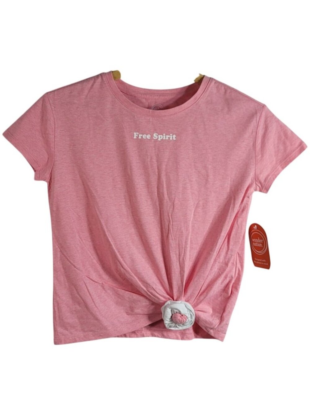 Wonder Nation Girls Free Spirit Top Pink Large Short Sleeve w/Scrunchie Ties NEW